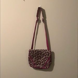 Vera Bradley Frill Plum leaves Vinyl messenger bag